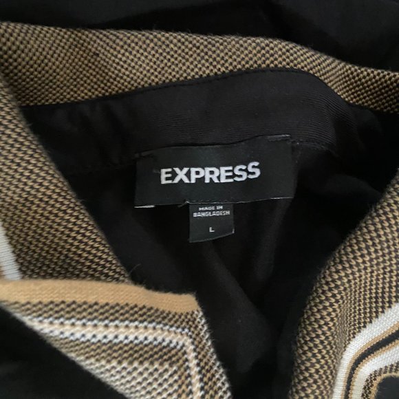 Express Men's Striped Polo Colorblock Striped Color Retro 70s - Picture 3 of 3